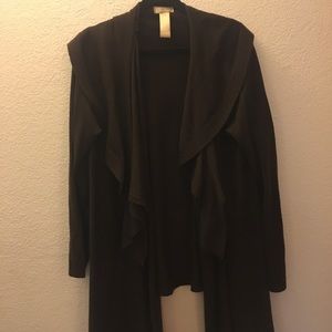 Brown waterfall sweater.